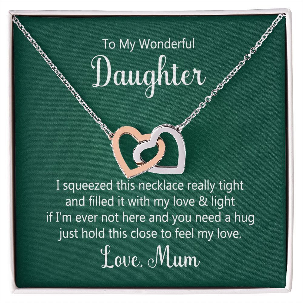 Daughter This Necklace Inseparable Hearts CZ Necklace Silver Tone Standard Box